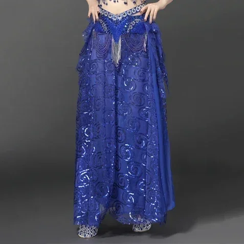 Женская длинная юбка для танца живота юбка-макси с разрезом сбоку и блестками