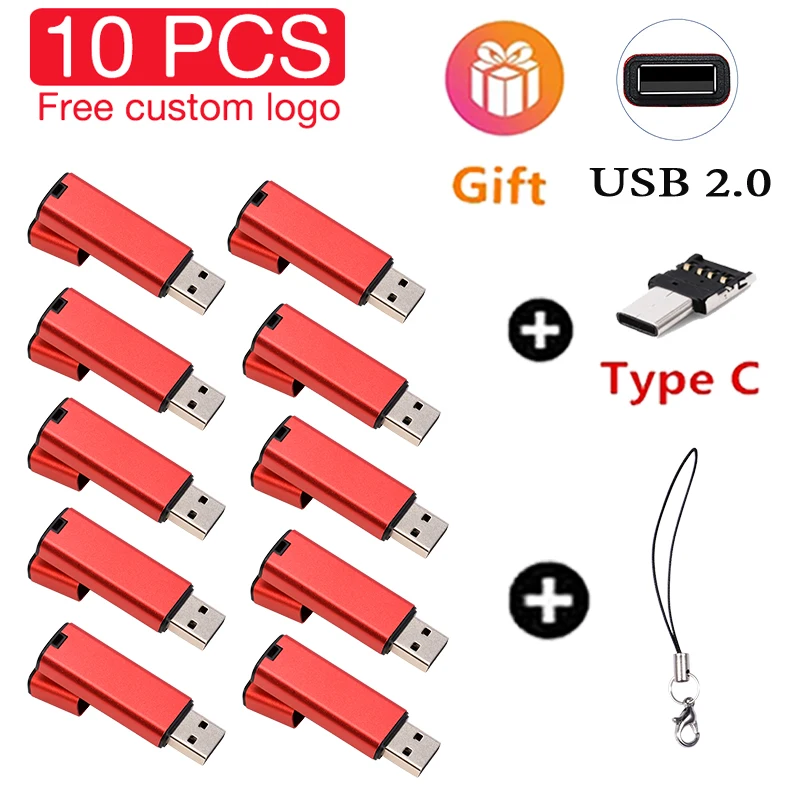 

JASTER LOT 10pcs Red 2.0 Pen Drives 4GB Plastic 8GB Black U Disk 16GB USB Flash Drive 32GB TYPE-C 64GB Free LOGO Gifts Key Chain