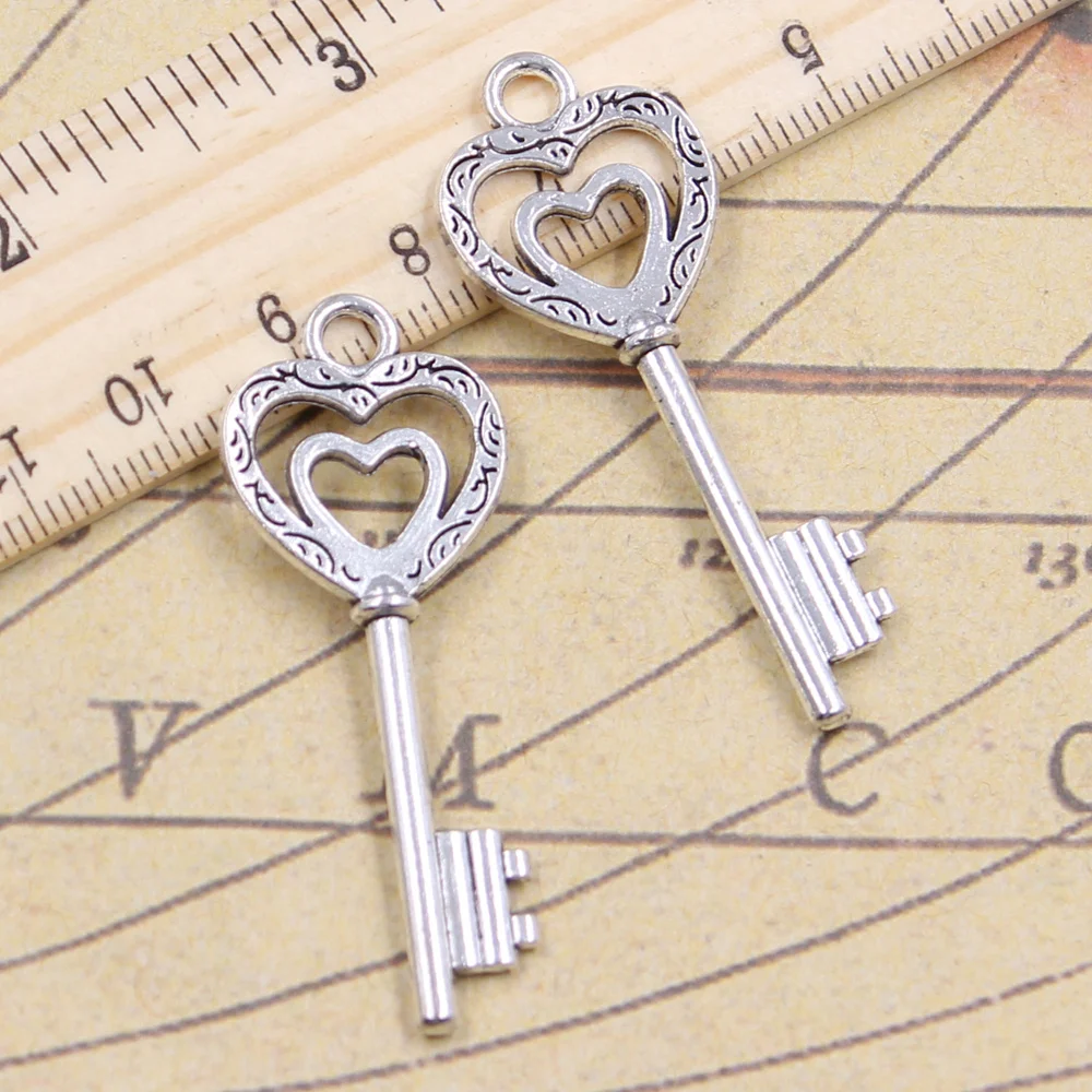 

10pcs Charms Vintage Skeleton Heart Key 47x17mm Tibetan Pendants Crafts Making Findings Handmade Antique DIY Jewelry