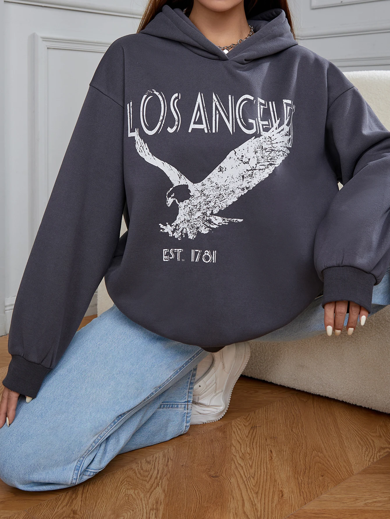 Женская повседневная толстовка с капюшоном на весну/осень повседневный стиль