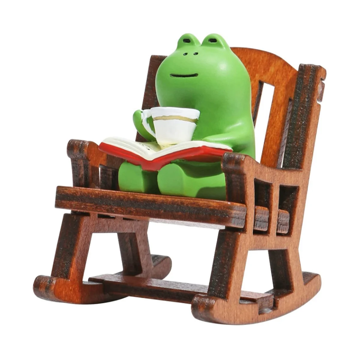 

Cute Rocking Chair Desktop Ornaments Office Station Decoration Green+Brown