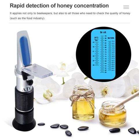 Медовый рефрактометр Brix 58~90% Ручной ATC для Honey Moisture Brix и Baume 3-в-1 использует концентрацию управления скидкой 50%