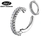 Кольцо для пирсинга G23 из титана и фианита, ювелирное изделие с раскрывающимся сегментом для носа, хряща козелка и завитка ушной раковины, губ