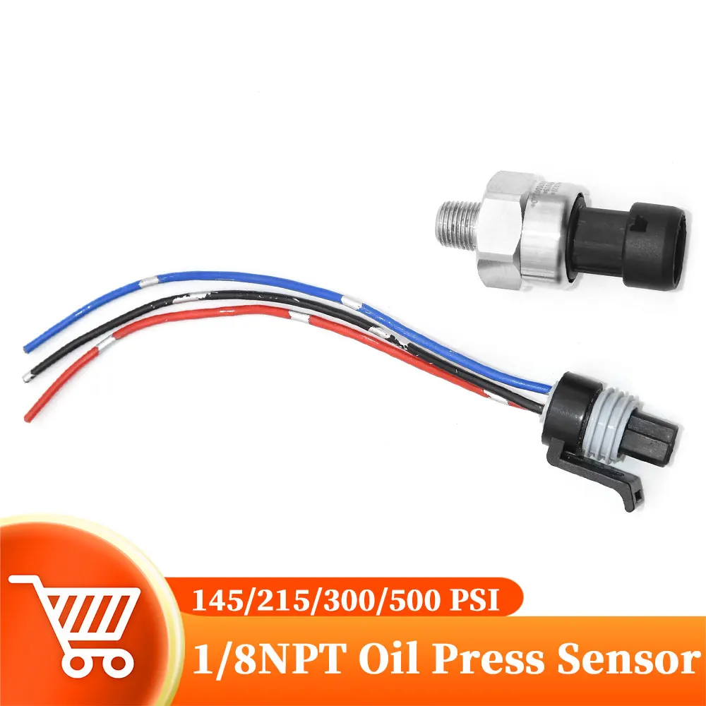 

5V 1/8NPT Oil pressure Sensor Stainless Steel Oil Fuel Air Pressure Transducer Transmitter 145/215/300/500PSI