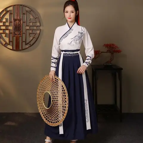 Уличная одежда, повседневное китайское традиционное платье, китайское платье ханьфу, женская одежда, винтажная Элегантная Модная одежда в этническом стиле