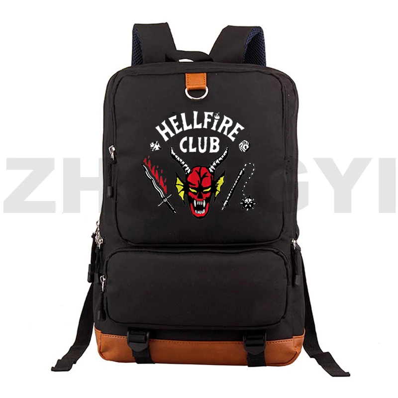 

Quality Nylon Hellfire Club Stranger Things Season 4 Backpack Men Hiking Trekking Bags Large Capacity Laptop Business Rucksack