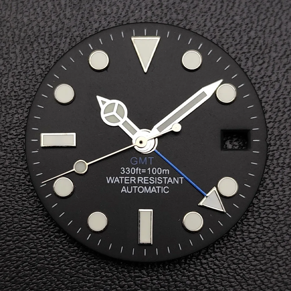 Часы с одним календарем диаметром 28 5 мм сине-зеленые светящиеся циферблаты для