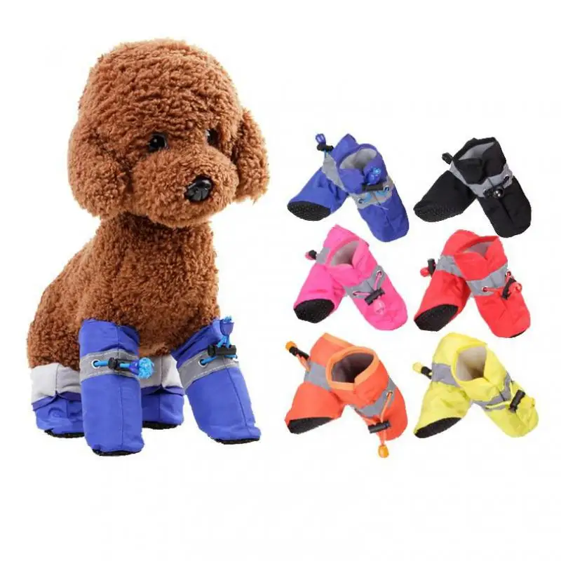 4 шт./компл. Водонепроницаемая зимняя обувь для собак толстые теплые Нескользящие