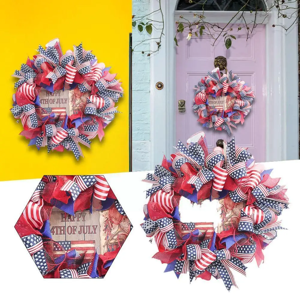 

Garland Handmade Wall Hanging Pendant For Front Door Wreath Garden Outside Household American Independence Day Home Decor X6P9
