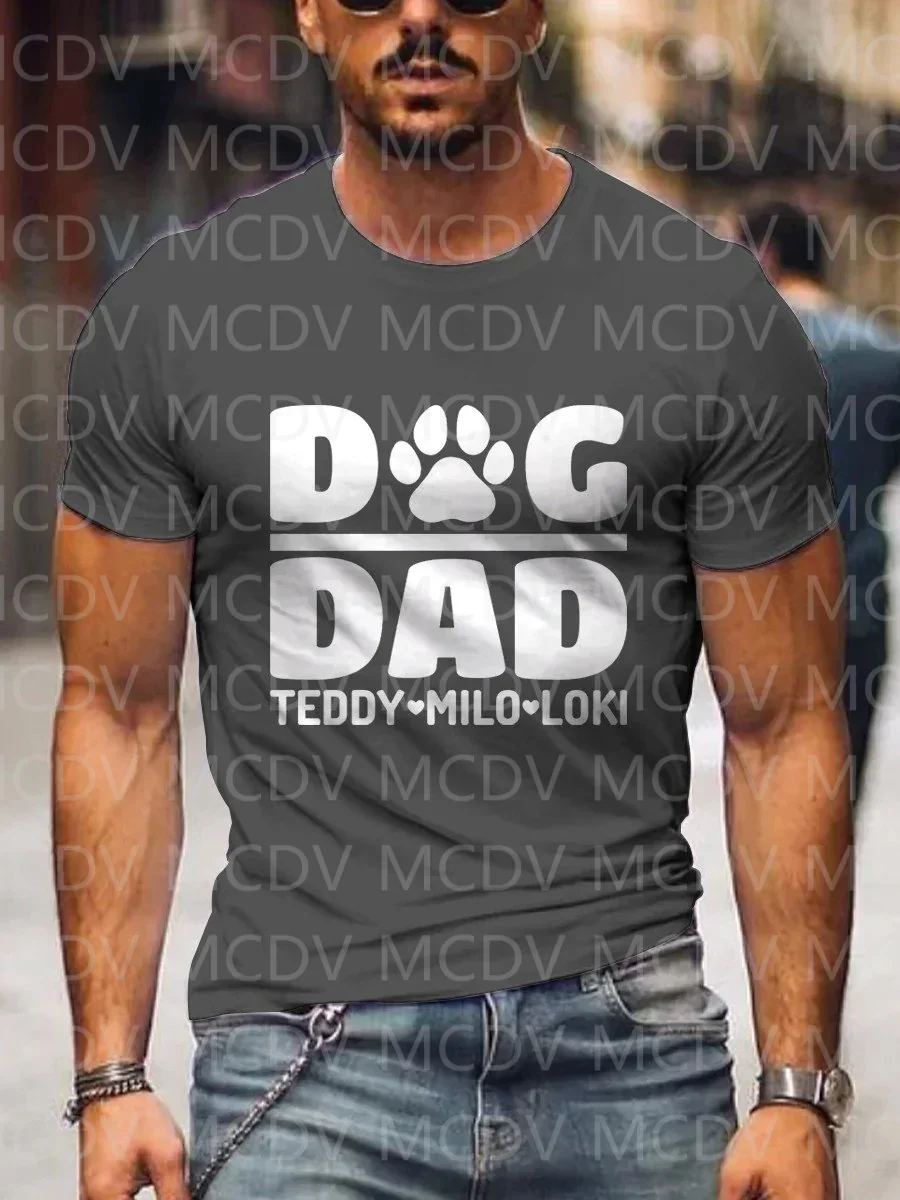 Лето 2023 Мужская футболка с принтом собаки папы мило яркая 3D