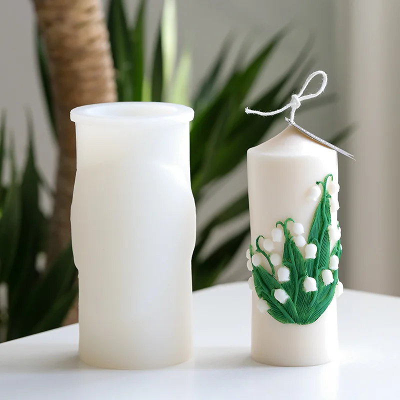 

Lily of The Valley Scented Candle Silicone Mold Embossed Flower Candle Mould Homemade Candle Decoration Ornament Candle Molds