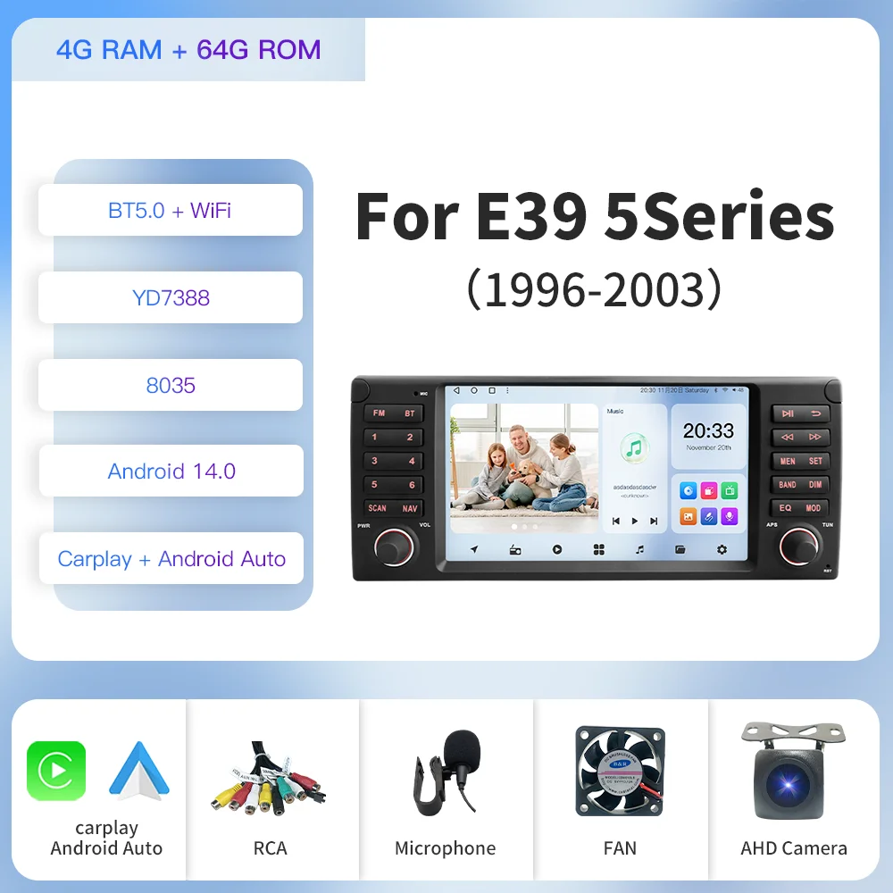 

Мультимедийная система Kapud на Android 12, 8 дюймов, для BMW E39 M5 1997-2003 CarPlay, авто, SWC, GPS-навигация, стерео, радио, BT, Wi-Fi, DSP