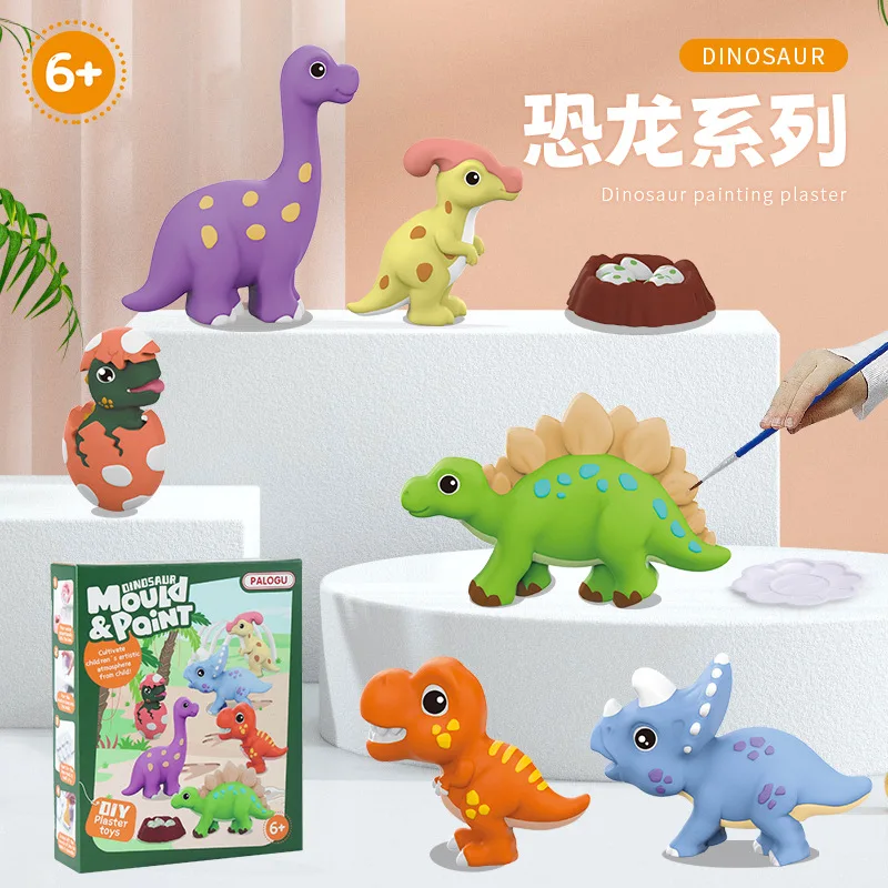 

Children's Plaster White Embryo Painted Diy Coloring Doll Dinosaur Creative Graffiti Plaster Painting Handmade Toys