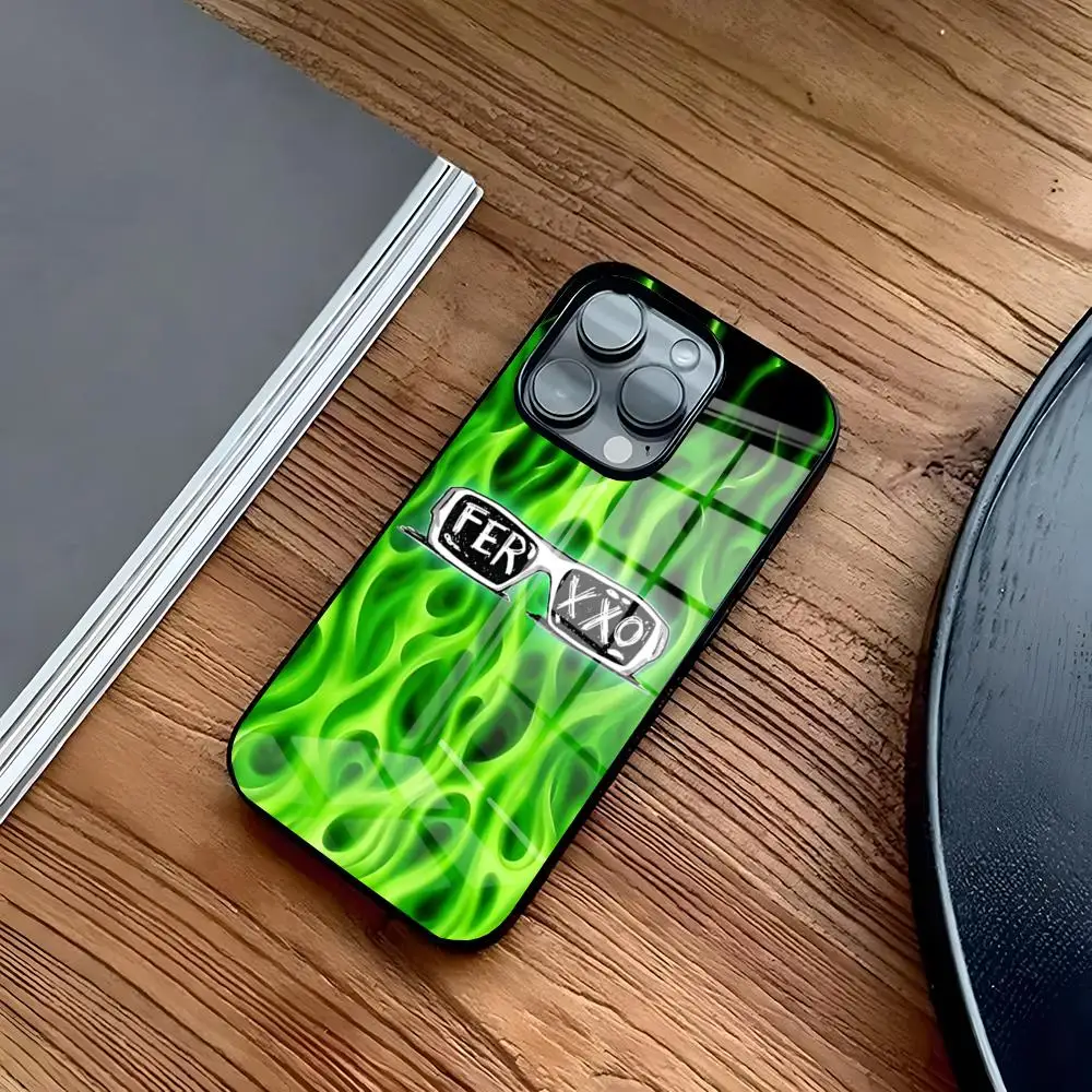 Фото Чехол для телефона Feid Ferxxo для iPhone 16, 15, 14 Pro, 11, 13, 12, Mini 6, 8, 7 Plus, стеклянный роскошный дизайн, бухта №5