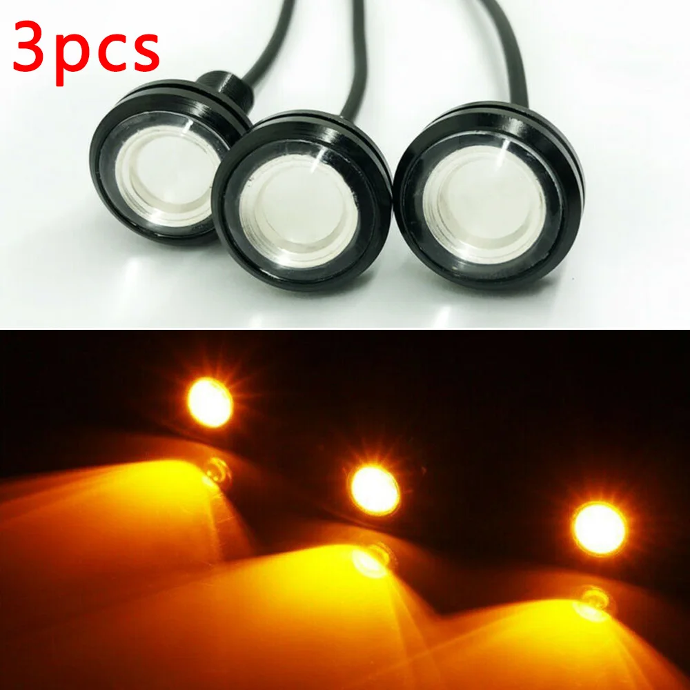 

3PCS For Ford F-150 Raptor LED Light Grill Style Light Kit Amber Light Truck Upgrade (Black Shell Yellow Hawk Eye Light 18mm)