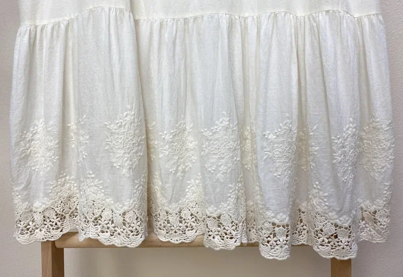 100% хлопок милое платье миди без рукавов с цветочной вышивкой и свободной талией