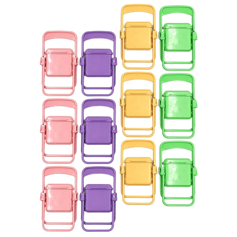 

12 Pcs Chairs Folding Mini Table Stand Miniature Model Phone Cellphone Bracket House