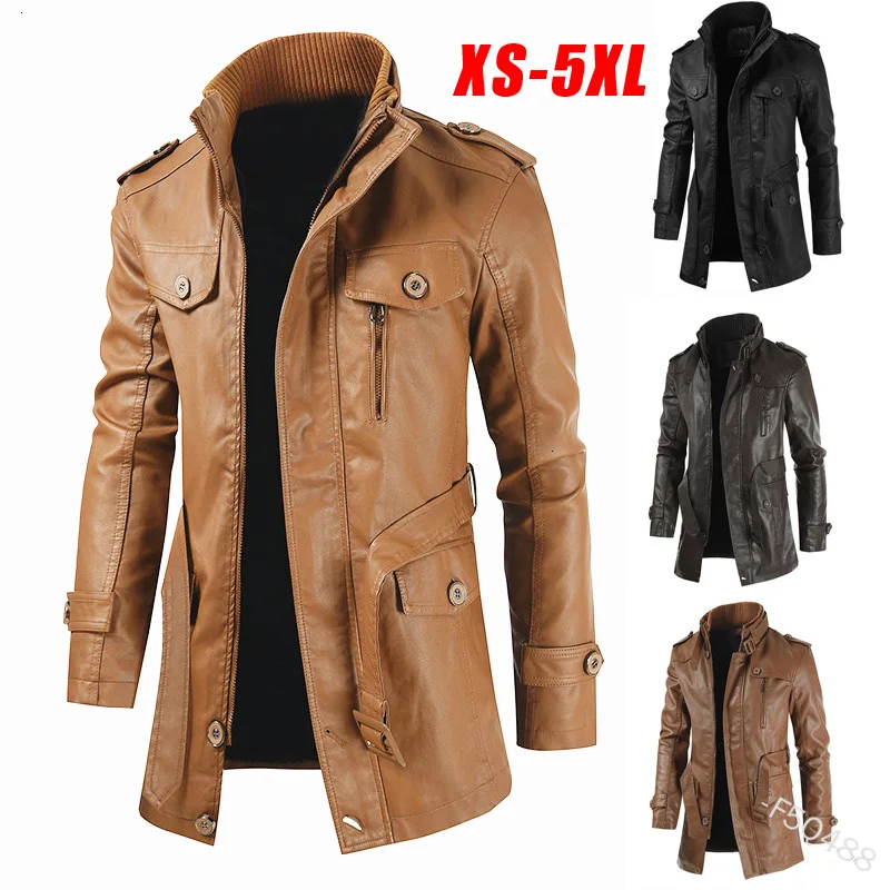 

2022 Men's Stand Collar Zipper Patchwork Trench Coat Fashion Pocket Long Sleeve Solid Color Slim Fit Tied Coat Autumn Winter
