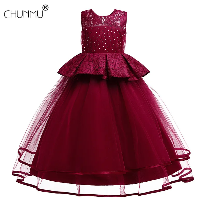 

Flower Kids Princess Dresses For Girls Clothing Elegant Lace Big Bow Girls Dress Elegant Wedding Party Dress For Girl Clothes