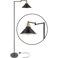 industrial swing arm floor lamp with bronze head oil black shadeon off switchretro indoor pole light for bedroomliving room