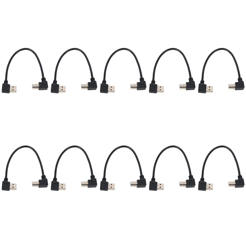 

10X Left Angled USB 2.0 A Male To Left Angled B Male 90 Degree Printer Scanner Cable 20Cm