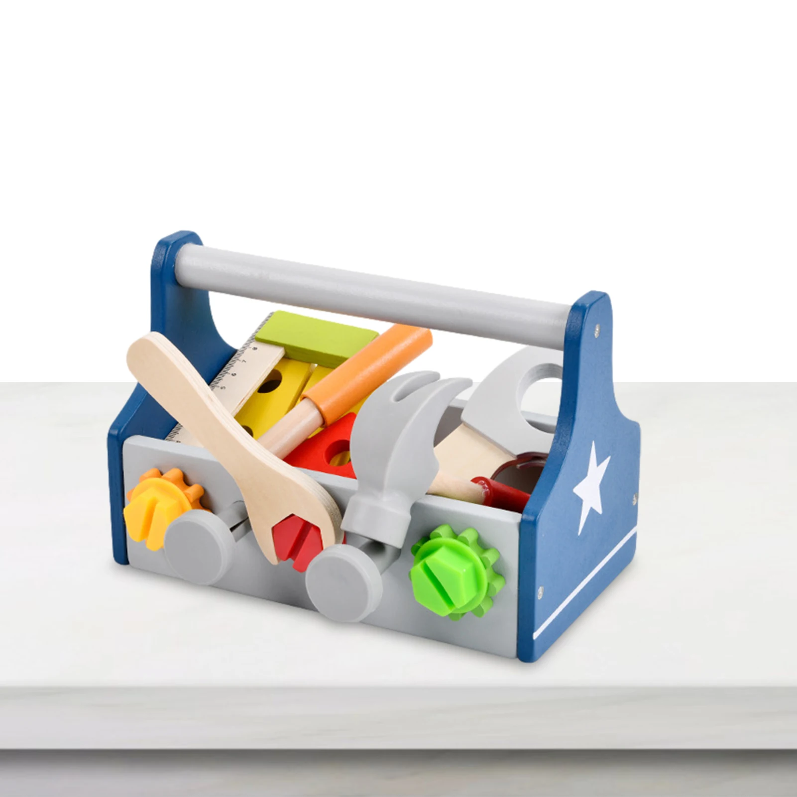 

Builder Toddler Wooden Play Set Take-along Tool Kit With Educational STEM Mechanics Tool Set And Carpentry Toddler Hammering