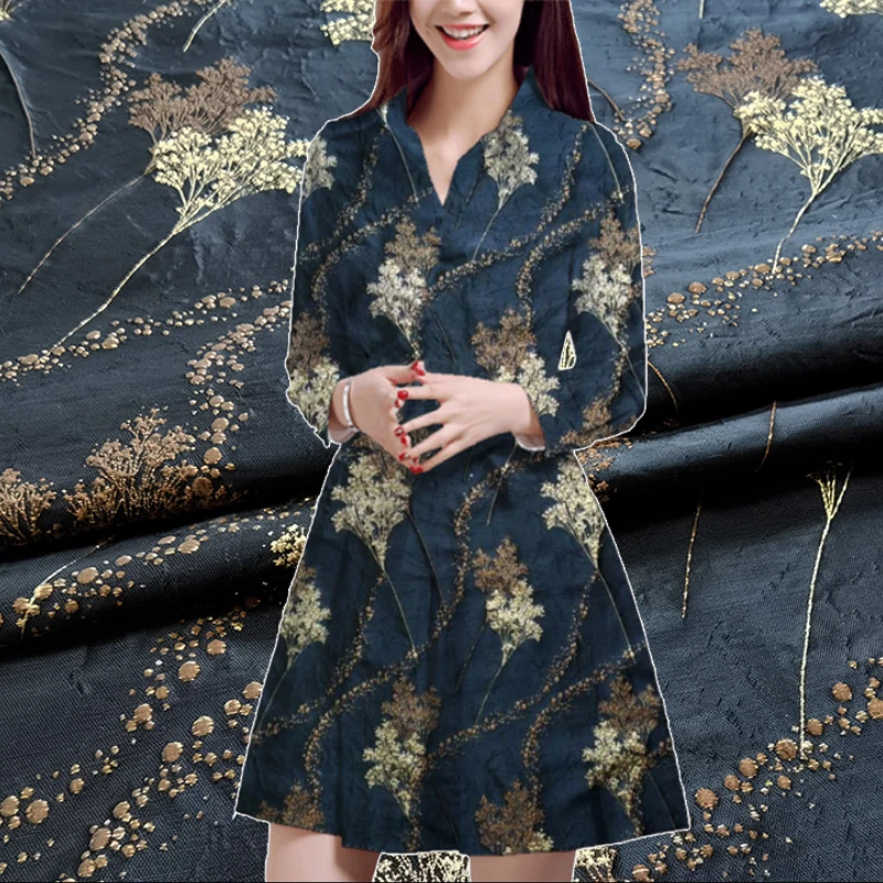 

Жаккардовая жаккардовая ткань ретро пшеничные уши золото шелк жаккардовое платье Жесткая Юбка-пачка Национальный костюм ткань двора