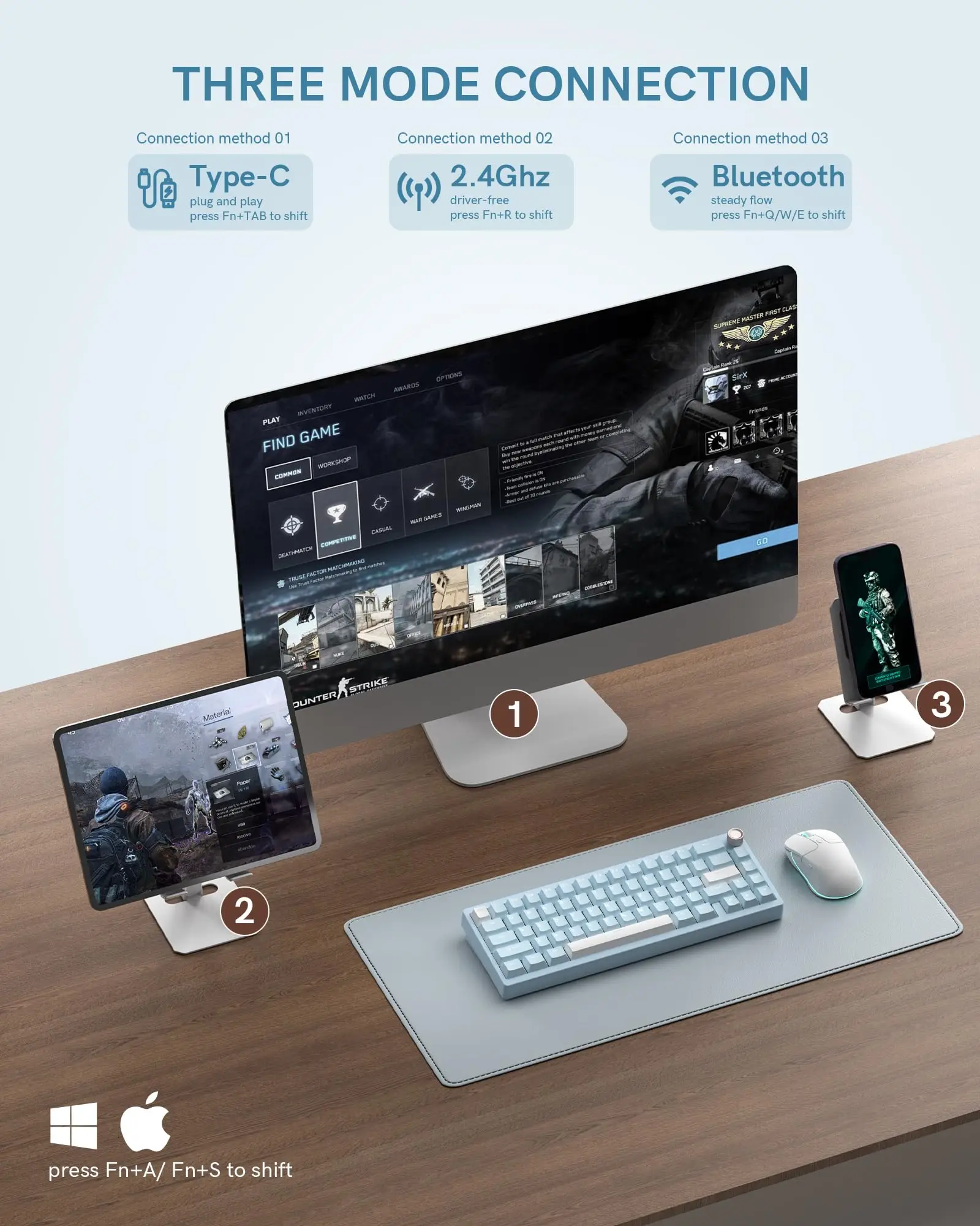 Womier SK65 60% Беспроводная механическая клавиатура Трехрежимная алюминиевая Ретро