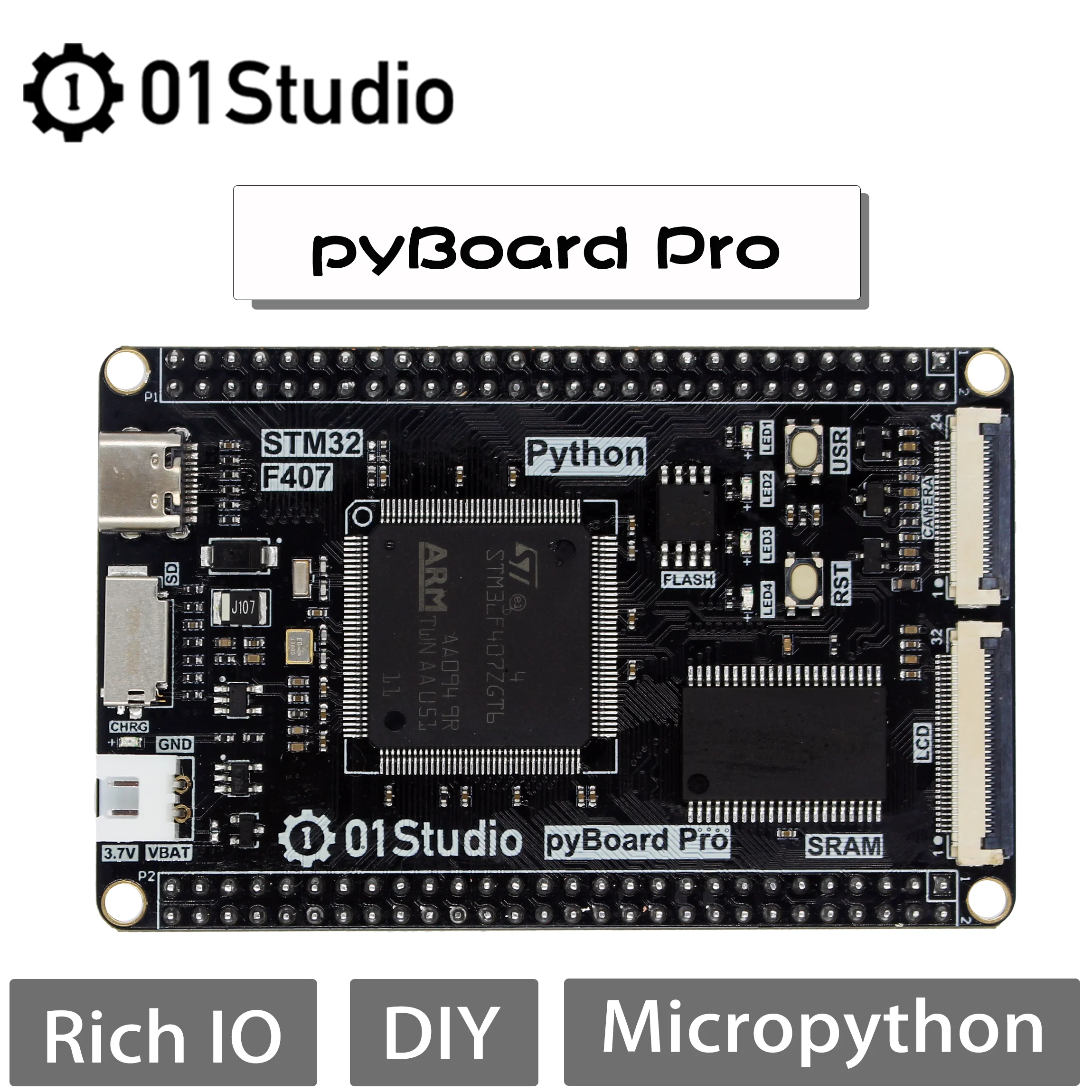 Фото 01Studio pyBoard Pro Columbus Minimum System STM32F407ZGT6 Основная плата Плата разработки Python Micropython №1