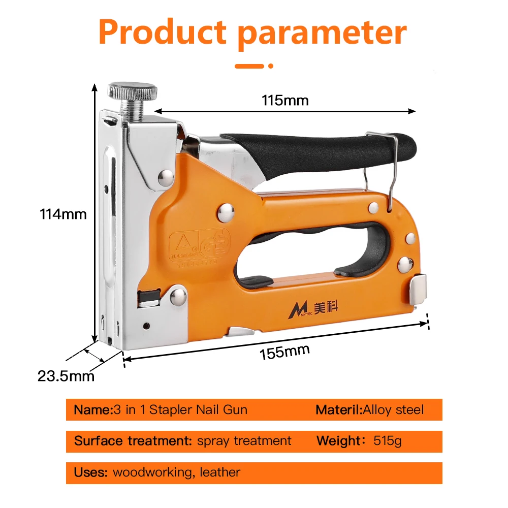

3 In 1 Stapler Nail Gun Staple Gun Nailer Wood Frame Stapler Stainless Steel Code Nail 600pc Staples for Decoration Carpentry