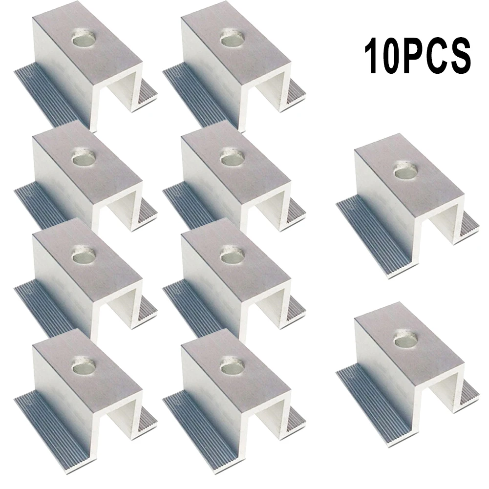 

4/10Pcs Solar Middle Clamp PV For Frame Height 25 - 50mm Aluminum Photovoltaic Bracket Solar Panel Accessories Corrosion Resist