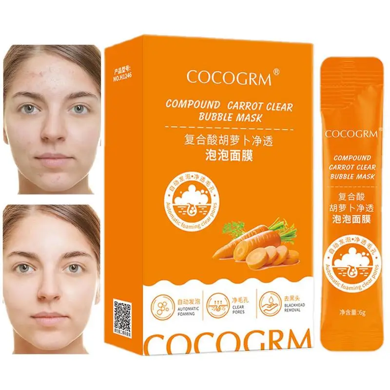 

Facial Mud Clay Carrot Bubble Purifying Clay 10pcs Deep Pore Cleanser Pore Reducer Pore Shrinker For Good Facial Complexion