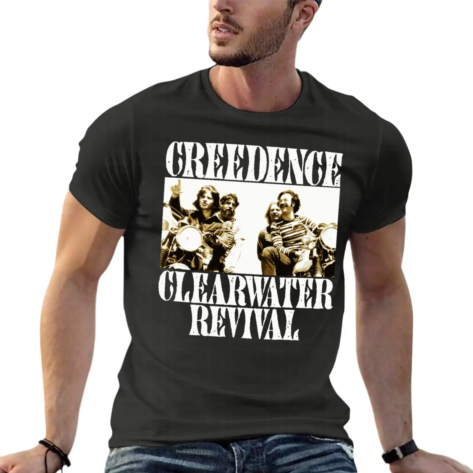 

Creedence Clearwater автомобильные Велосипедки, футболка большого размера, забавная Мужская одежда, 100% хлопок, яркий размер, футболка