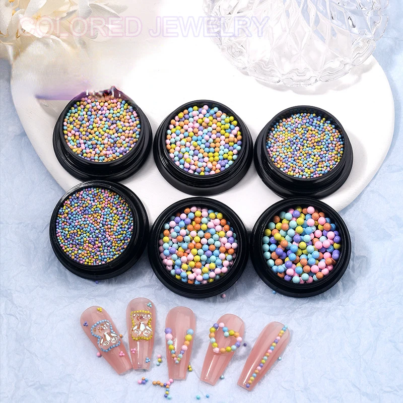 1mm-3mm Mixed Colorful Ball Ballerina Ball Nail Parts 3D Caviar Beads Micro Bead Nail Charms DIY Nail Art Decoration Accessories