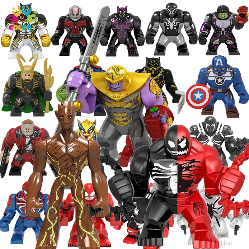 

Super Spider Heroes Building Blocks Mech Man Thanos Venom Groot Hulk Big Action Figures Bricks Toys For Kids Christmas Gifts