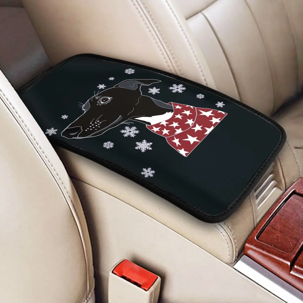 

Симпатичный зимний коврик для автомобильного подлокотника, нескользящий коврик, подлокотник Greyhound Dog Center, фотобокс для хранения, защитная п...