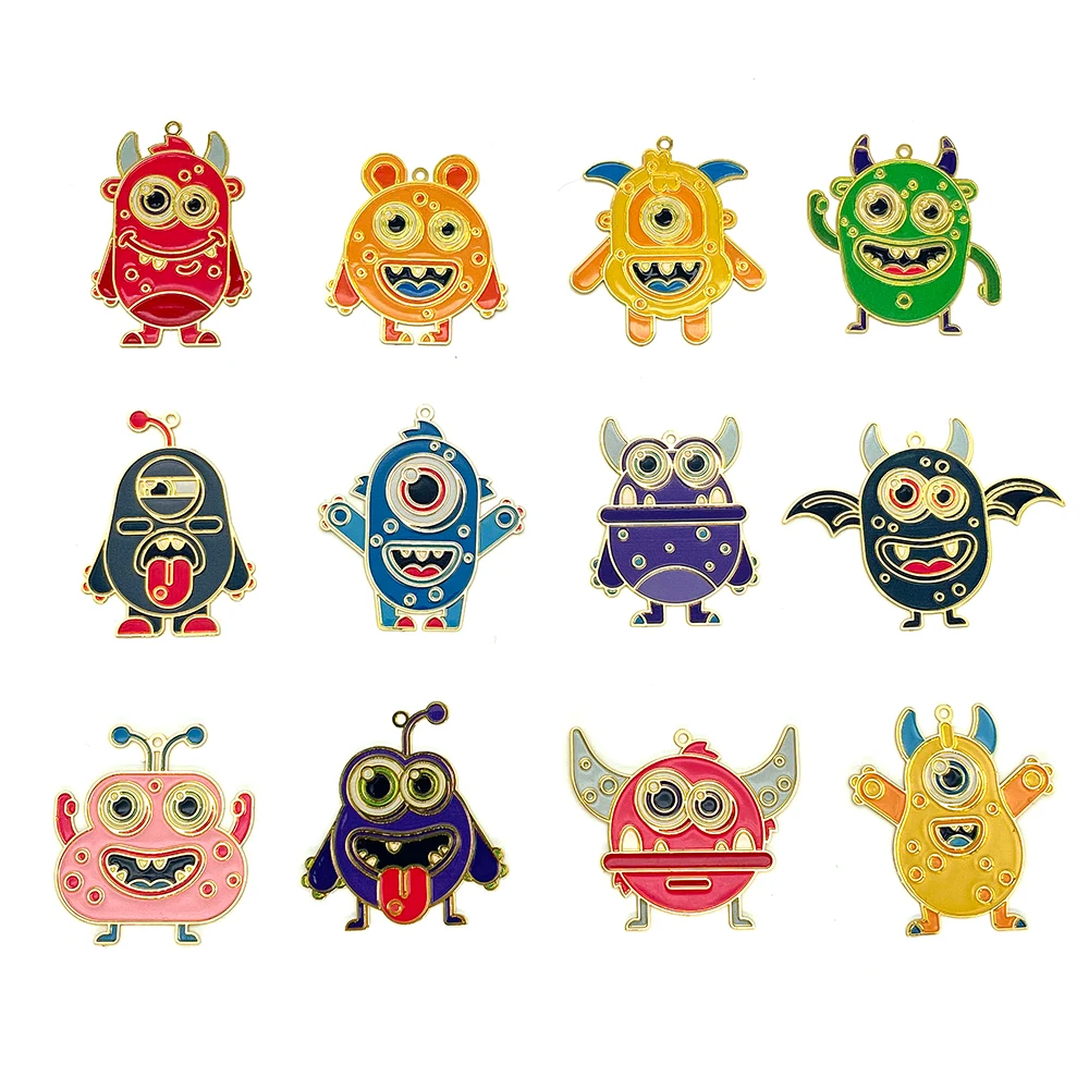 6 шт. 30 мм Симпатичные Подвески в виде монстра Красочные Окрашенные
