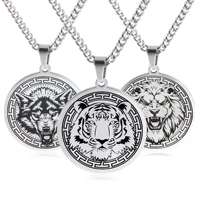 dooyio bear wolf tiger lion animal pendant necklace stainless steel statement box chain male men necklaces jewelry