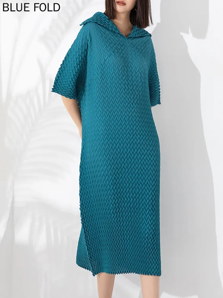 MIYAKE-Плиссированное платье большого размера ручной работы со складками елочка с