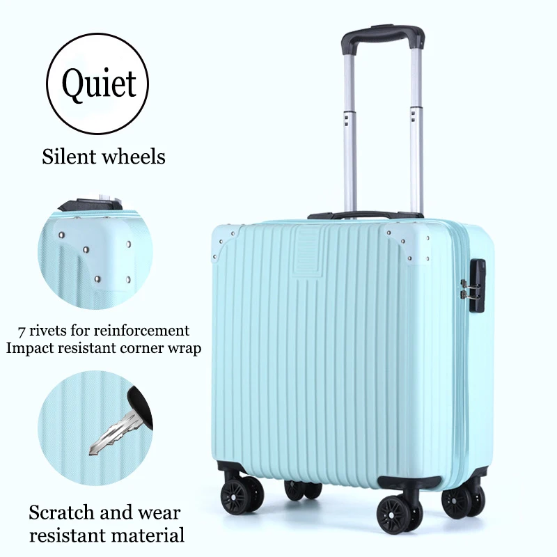 18 Inch Small Luggage Abs Lightweight Universal Wheel Password Lock Box Men And Women Students Travel Zip Anti-Theft Box