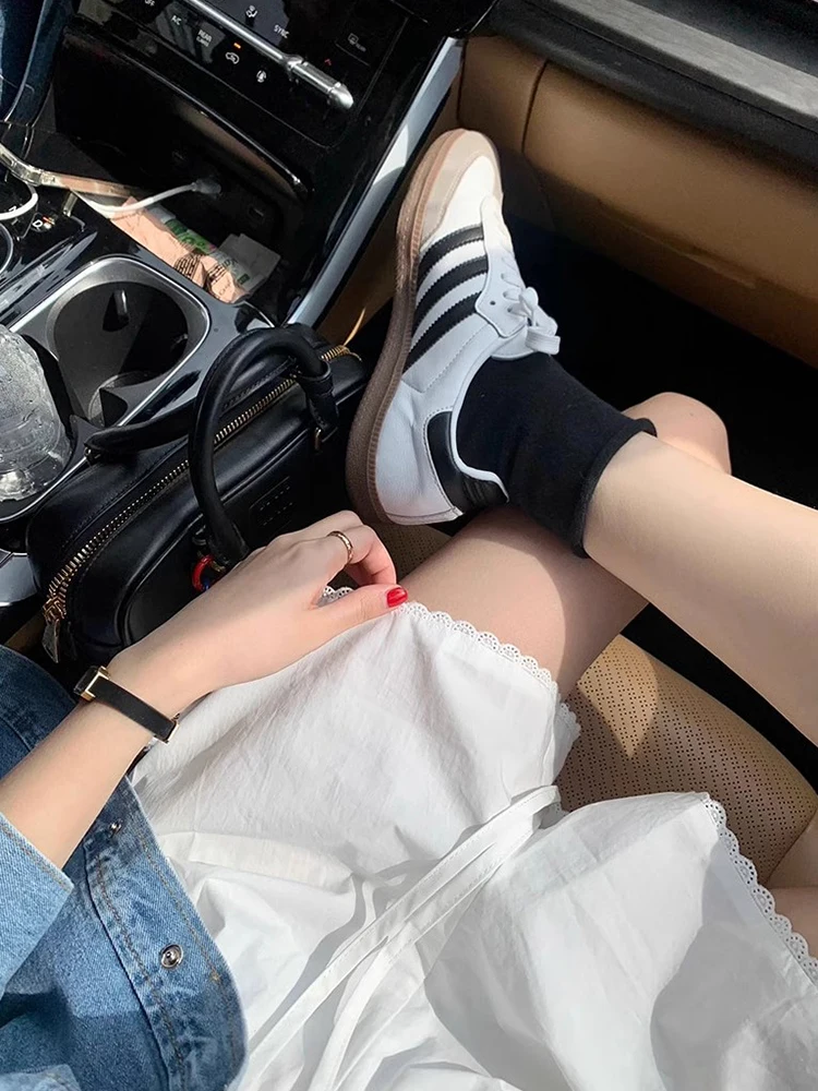 Летние шорты Korobov из Южной Кореи винтажные со шнуровкой и высокой талией широкими