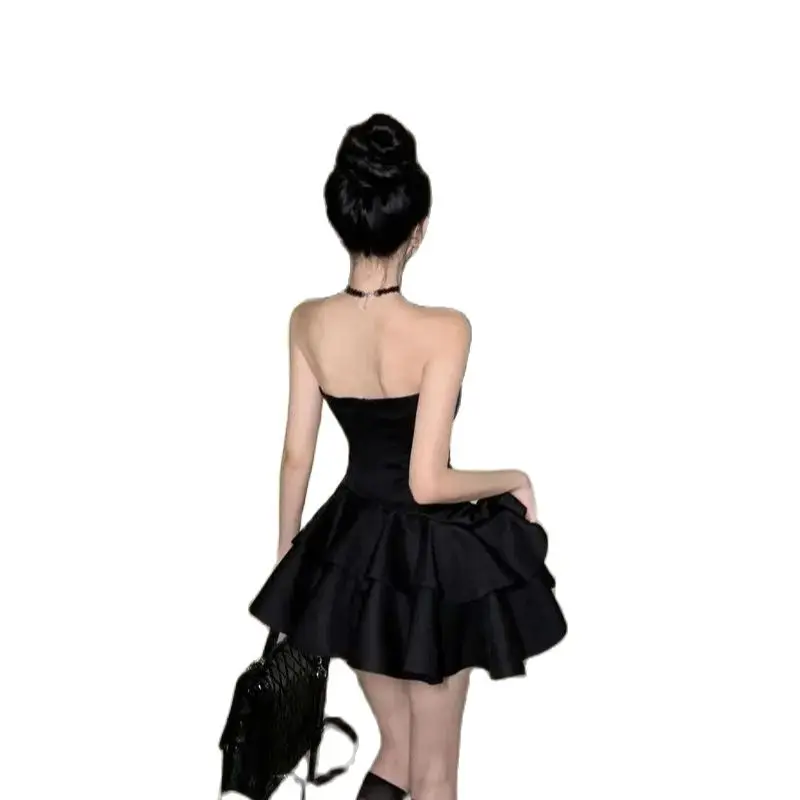 Платье на день рождения черное платье без рукавов с бюстгальтером элегантное