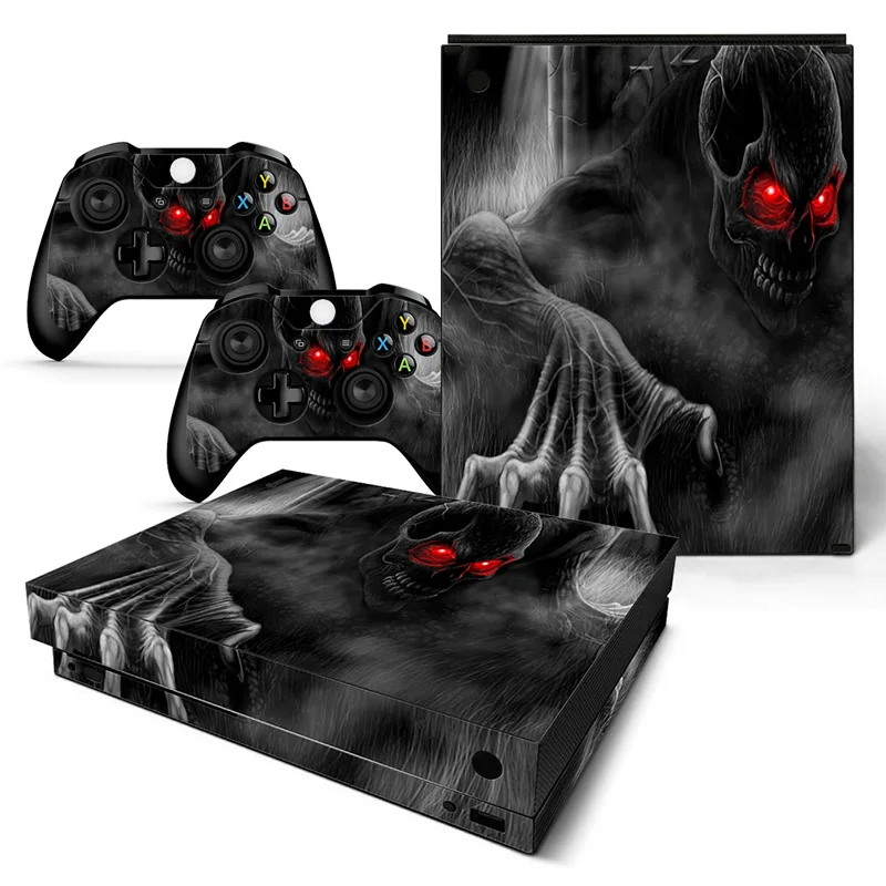 Фото Персонализированный череп для XBOX ONEX Skin хозяйства + 2 наклейки для контроллера, матовые наклейки для Xbox One X, виниловые наклейки №1