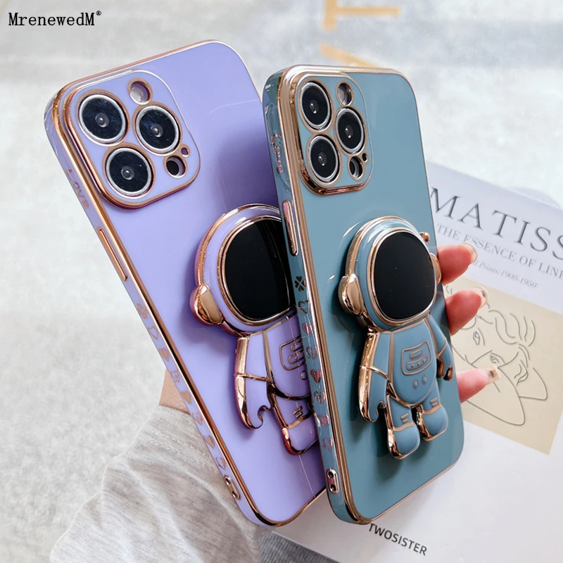 Роскошный чехол со скрытой подставкой для телефона с астронавтом iPhone 14 13 Mini 12 11 Pro