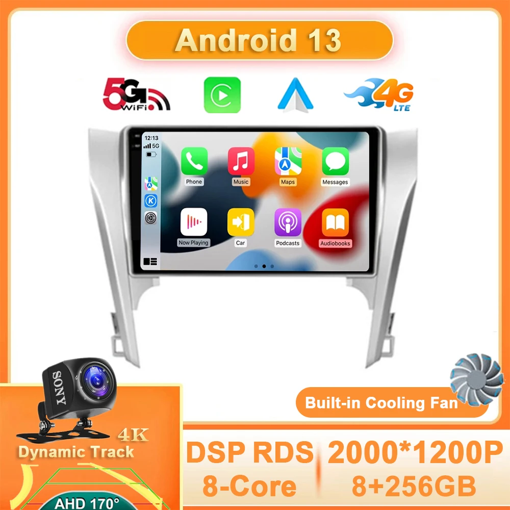 

Android 13 For Toyota Camry 7 XV 50 55 2011 - 2014 Car Radio Multimedia Stereo Video Player 4G QLED Navigation GPS Carplay Auto