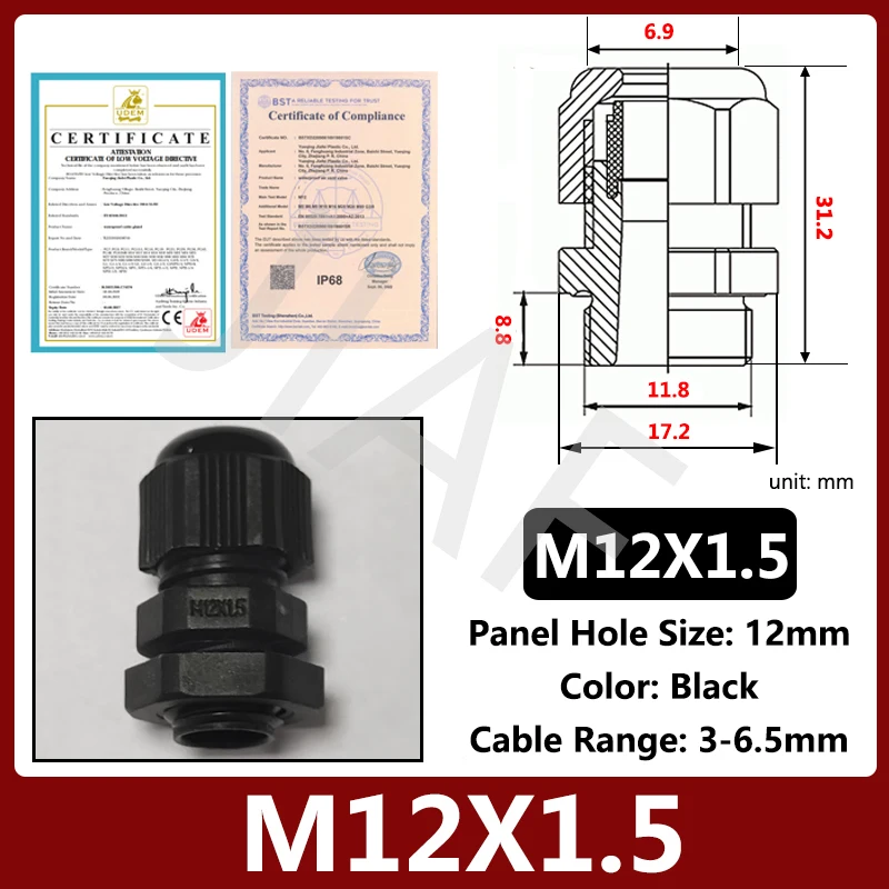 

Водонепроницаемые кабельные вводы из нейлона, 10 шт.
