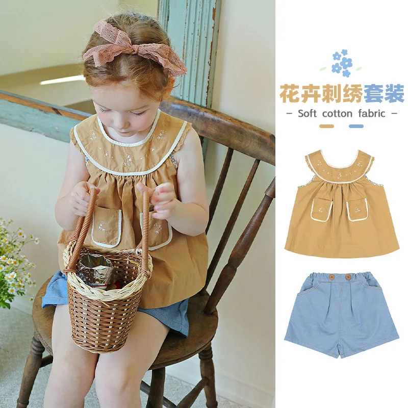 

Children's Clothings T Shirts Shorts 2023 New Summer AM Korean Girls Short Sleeve Tee Top Kids Clothes For 2 To 8 Years