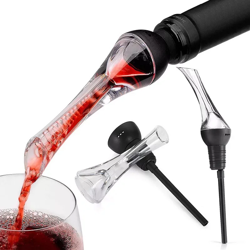 

New Wine Aerator Pourer - Premium Aerating Pourer and Decanter Spout (Black) Wine Accessories Gift for Wine Lovers