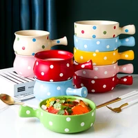 japanese ceramic breakfast bowl with handle microwave oven utensils ramen bowl salad plate dishes baking bowls kitchen tableware