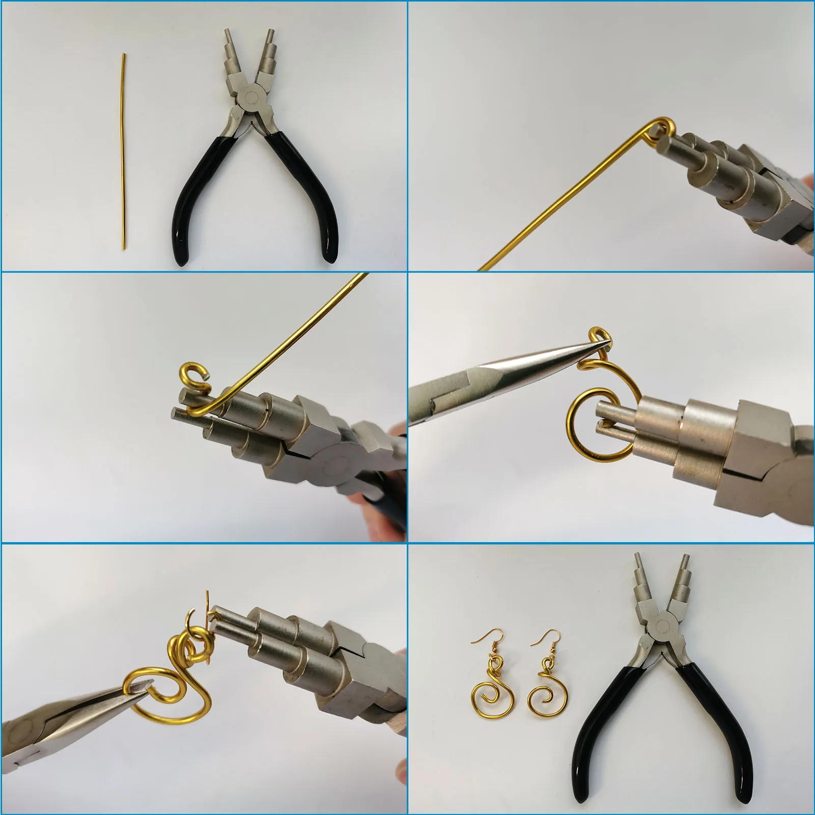 6-in-1 Bail Making Pliers 45# Carbon Steel 6-Step Multi-Size Wire Looping Forming Pliers Loop Size: 3mm/4mm/6mm/7mm/8.5mm/9.5mm images - 6